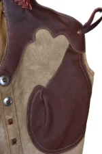 Desert Trail Two-Tone Shotgun Chaps with Brown Leather Accents Pocket View