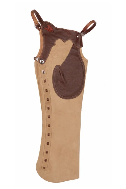 Desert Trail Two-Tone Shotgun Chaps with Tan Suede Leather View