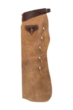 Distressed Tan Leather Batwing Chaps with Western Concho Details