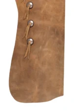 Distressed Tan Leather Batwing Chaps with Western Concho Details View