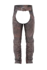 Dust Road Brown Leather Motorcycle Chaps