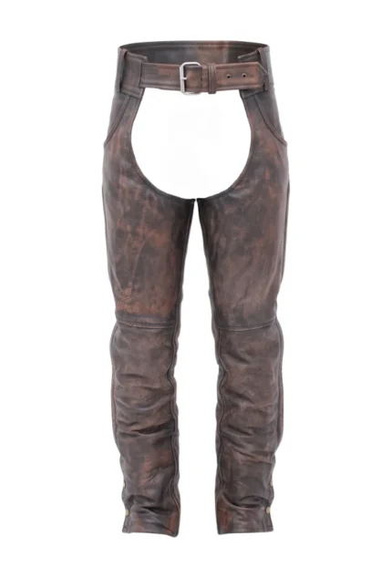 Dust Road Brown Leather Motorcycle Chaps