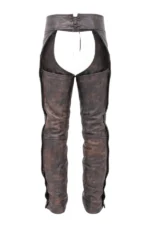 Dust Road Brown Leather Motorcycle Chaps Back View