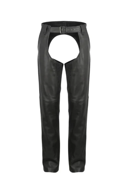 Flex Ride Black Leather Motorcycle Chaps