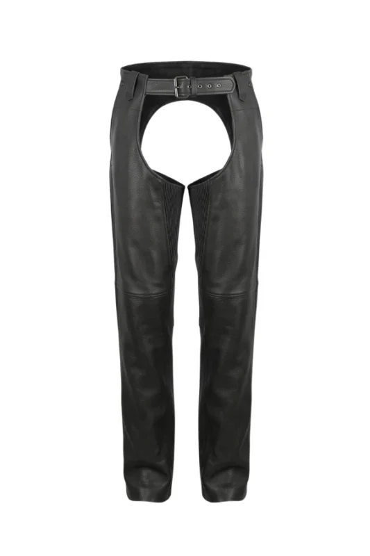 Flex Ride Black Leather Motorcycle Chaps