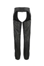 Flex Ride Black Leather Motorcycle Chaps Back View