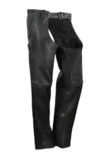 Flex Ride Black Leather Motorcycle Chaps Side View