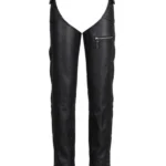 Free Ride Beltless Black Leather Motorcycle Chaps