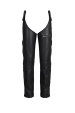 Free Ride Beltless Black Leather Motorcycle Chaps