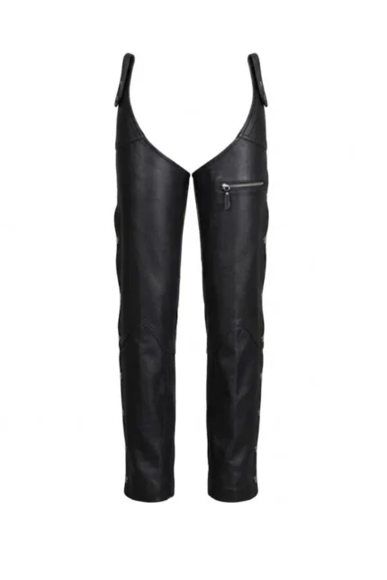 Free Ride Beltless Black Leather Motorcycle Chaps