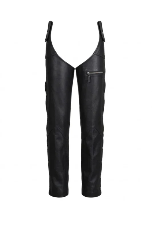 Free Ride Beltless Black Leather Motorcycle Chaps