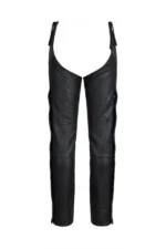Free Ride Beltless Black Leather Motorcycle Chaps Back View