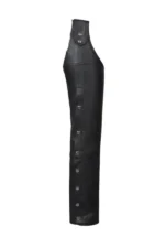 Free Ride Beltless Black Leather Motorcycle Chaps Side View