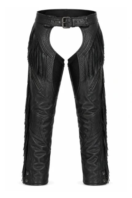Frontier Fringe AirFlow Unisex Leather Motorcycle Chaps