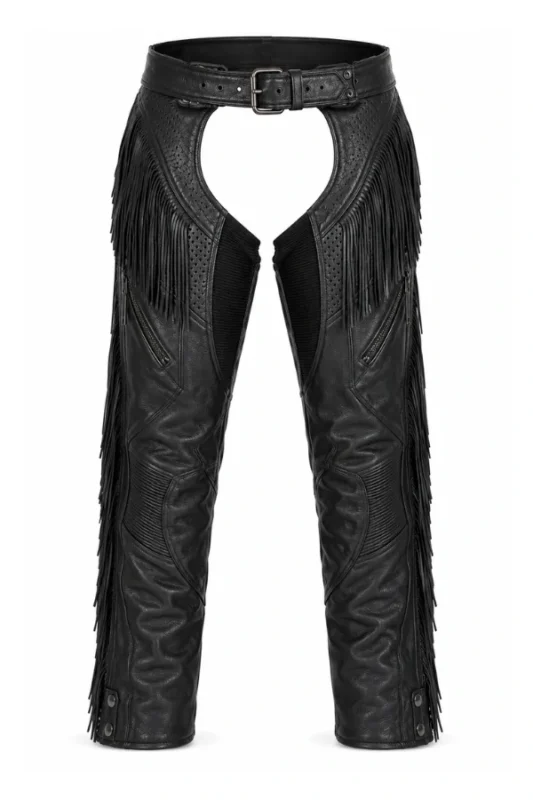 Frontier Fringe AirFlow Unisex Leather Motorcycle Chaps