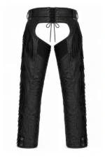 Frontier Fringe AirFlow Unisex Leather Motorcycle Chaps Back View