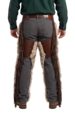 Frontier Ridge Woolies Chaps with Textured Leather and Fringe Back View