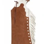 Frontier Tan Youth Western Chaps with White Leather Fringe