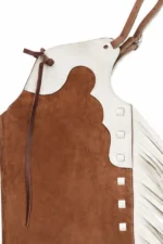 Tan Youth Western Chaps with White Leather Yoke Detail