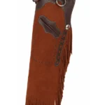 Frontier Trail Suede Chink Chaps with Contrast Leather Yoke and Fringe