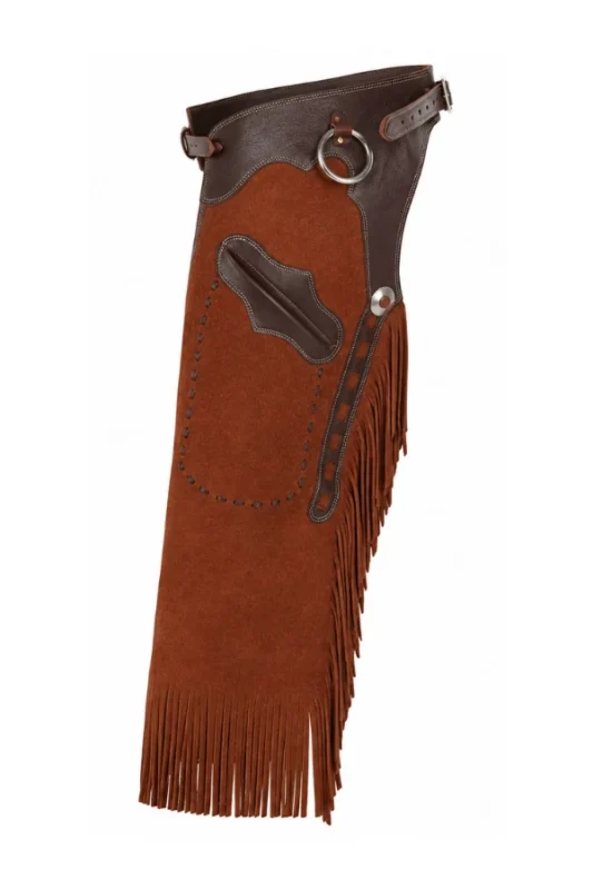 Frontier Trail Suede Chink Chaps with Contrast Leather Yoke and Fringe