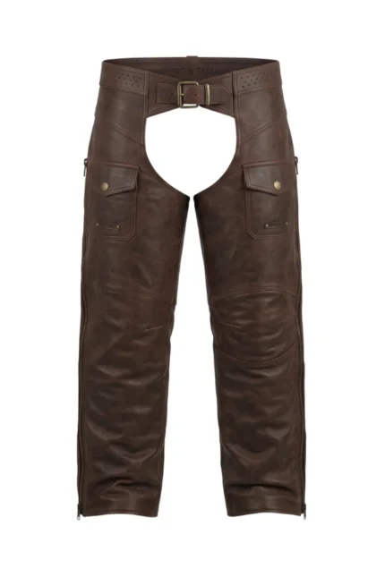 FrontierForge Heritage Big & Tall Leather Motorcycle Chaps
