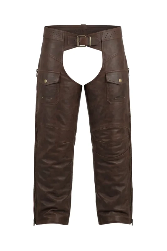 FrontierForge Heritage Big & Tall Leather Motorcycle Chaps