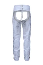 Frost Lace Women's White Leather Motorcycle Chaps Back View