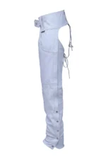 Frost Lace Women's White Leather Motorcycle Chaps Side View