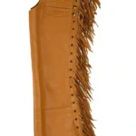 Golden Trail Tooled Leather Fringe Shotgun Chaps