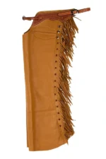 Golden Trail Tooled Leather Fringe Shotgun Chaps