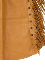 Golden Trail Tooled Leather Fringe Shotgun Chaps Details View