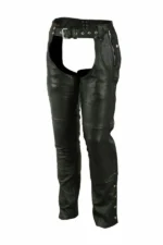 guardian black motorcycle leather chaps front