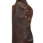 Heritage Dark Brown Leather Batwing Chaps with Decorative Pocket