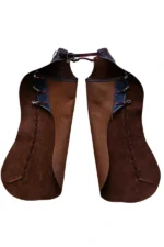 Heritage Dark Brown Leather Batwing Chaps with Decorative Pocket Back View
