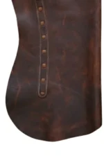 Heritage Dark Brown Leather Batwing Chaps with Decorative Pocket Details View