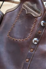 Heritage Dark Brown Leather Batwing Chaps with Decorative Pocket Pocket View