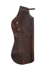 Heritage Dark Brown Leather Batwing Chaps with Decorative Pocket Side View