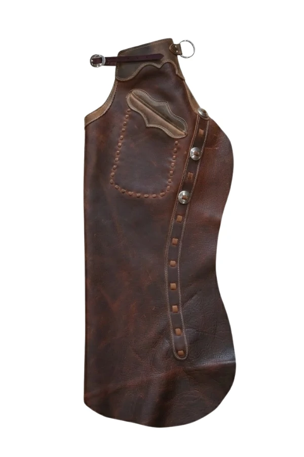 heritage-dark-brown-leather-batwing-chaps Heritage Dark Brown Leather Batwing Chaps with Decorative Pocket