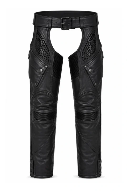 HexaVent Titan Unisex Leather Motorcycle Chaps