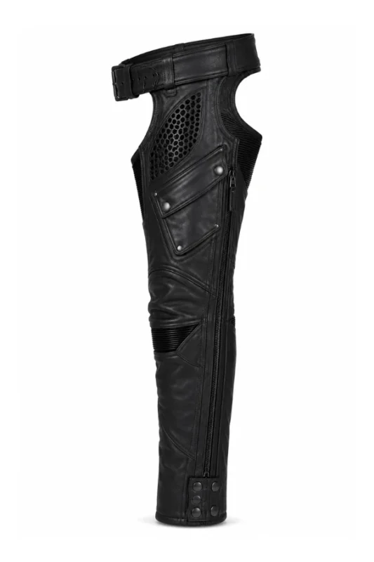 HexaVent Titan Unisex Leather Motorcycle Chaps Side View