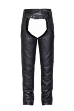 Highway Flex Black Leather Motorcycle Chaps