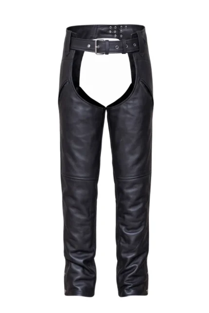 Highway Flex Black Leather Motorcycle Chaps