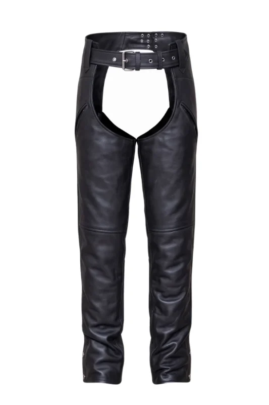 Highway Flex Black Leather Motorcycle Chaps