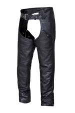 Highway Flex Black Leather Motorcycle Chaps Details View