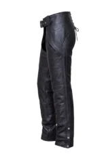 Highway Flex Black Leather Motorcycle Chaps Side View