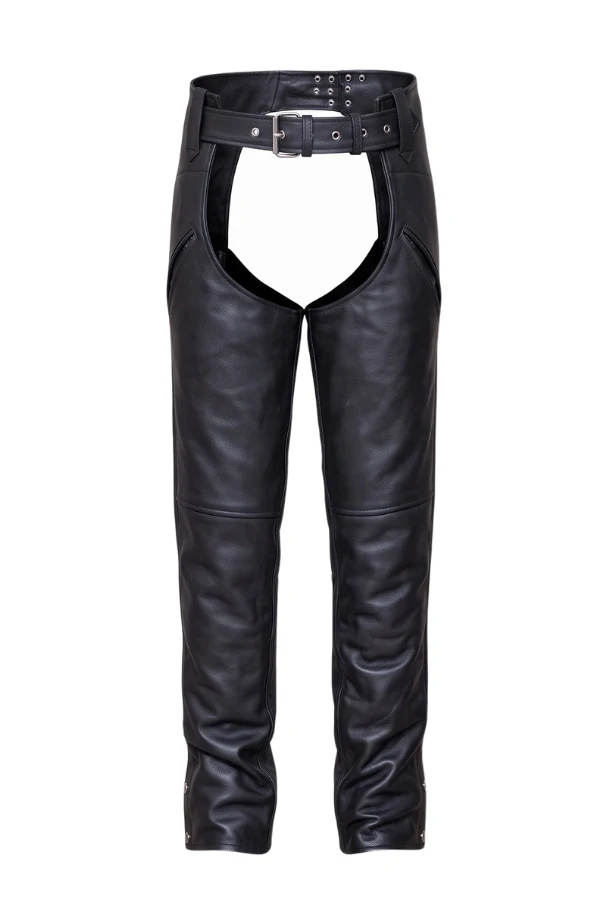 highway-flex-black-leather-motorcycle-chaps Highway Flex Black Leather Motorcycle Chaps