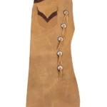 Honey Tan Leather Batwing Chaps with Brown Accents and Silver Conchos