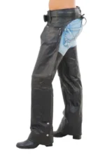 Iron Flex Leather Motorcycle Chaps Worn by Male Rider