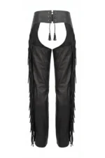 Iron Spur Fringe Leather Motorcycle Chaps Back View